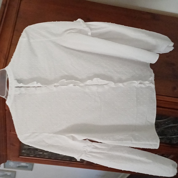 ALEXIS Lyric white dobby blouse balloon sleeves M - Picture 7 of 15
